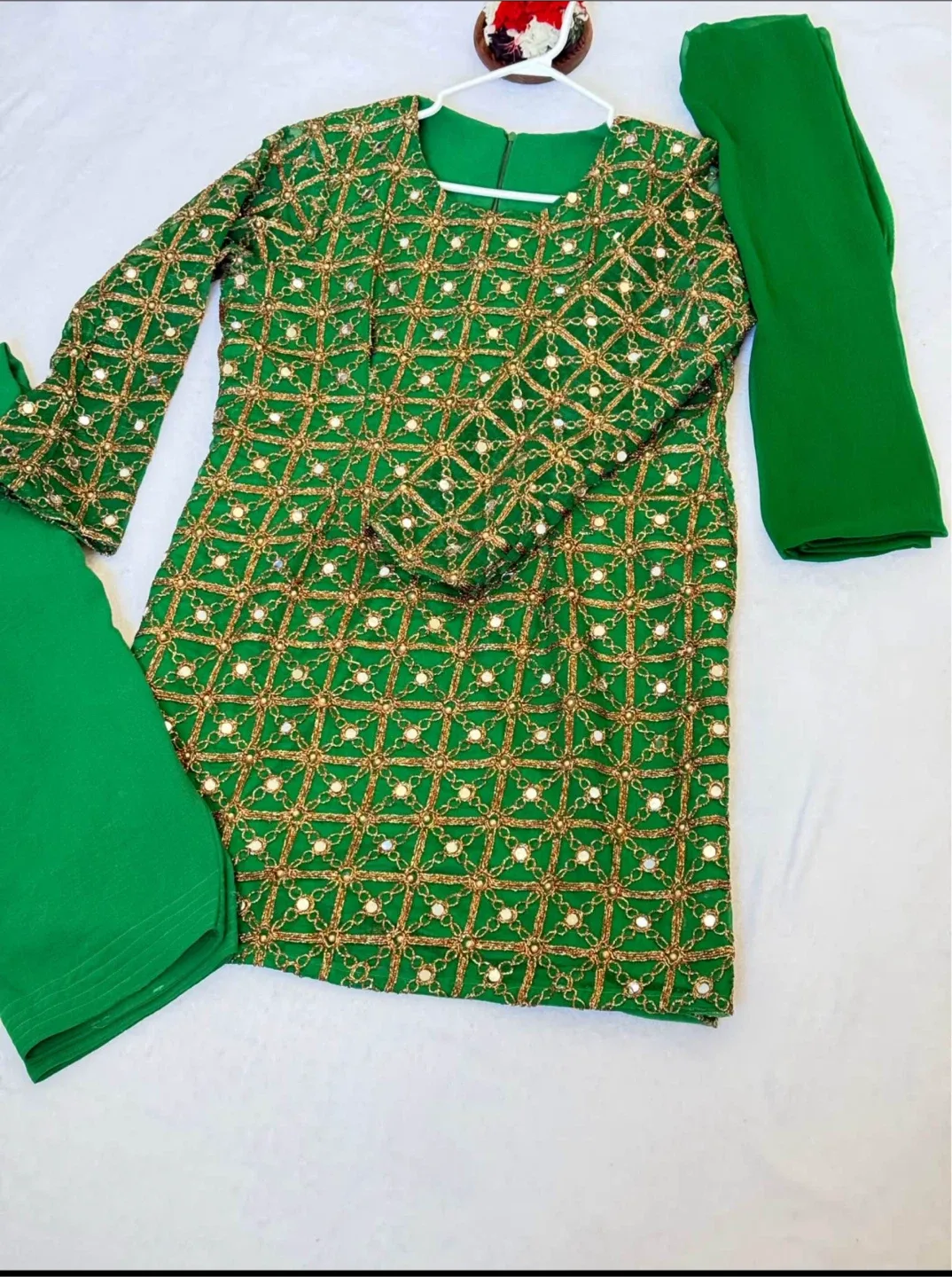 Green Embroidered Salwar Kameez Suit image indicator(4)