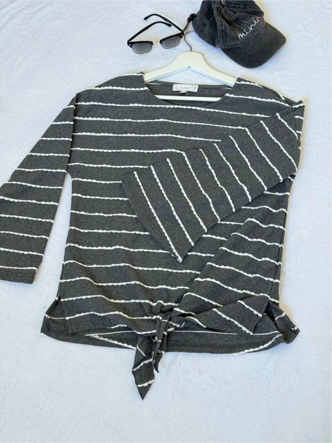 Hem & Thread Striped Tie-Front Top image indicator(4)