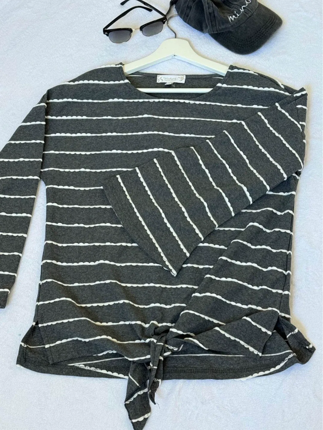 Hem & Thread Striped Tie-Front Top image indicator(5)