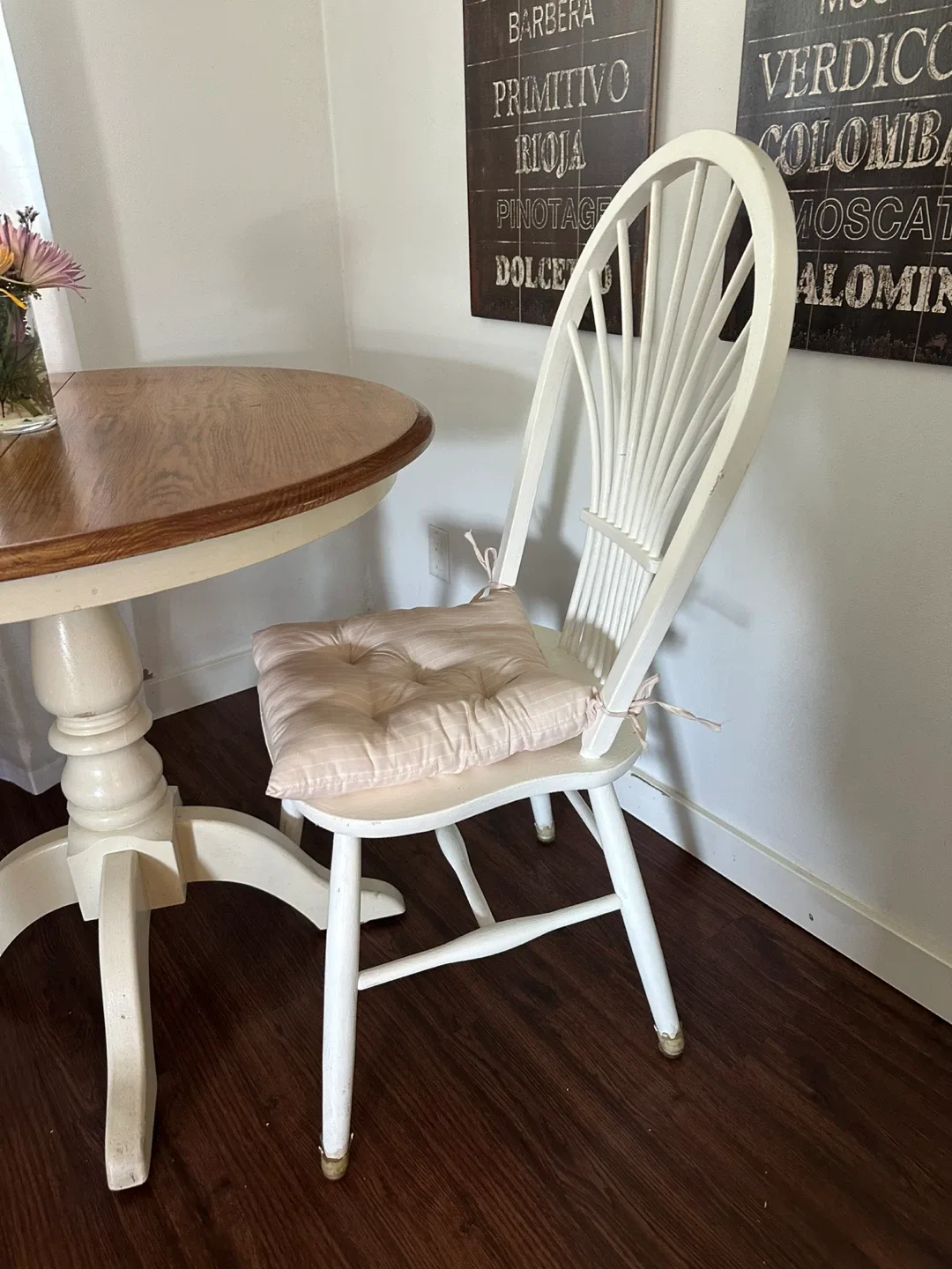 Round Wooden Dining Table with Two Chairs and Cushions image indicator(3)
