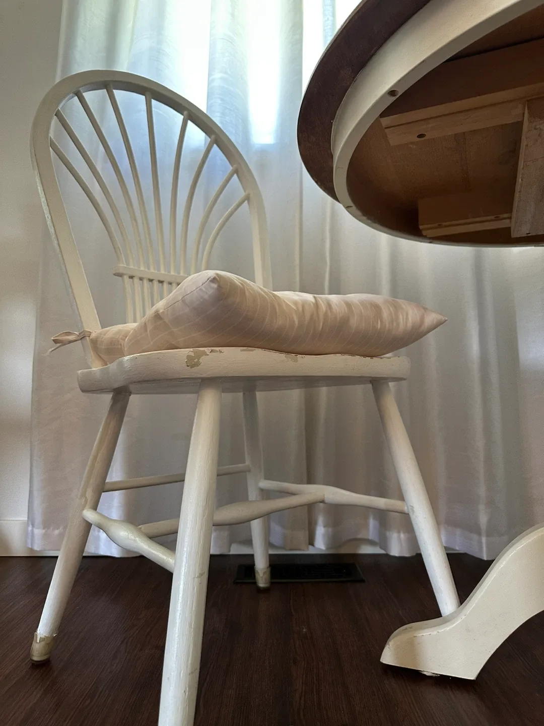 Round Wooden Dining Table with Two Chairs and Cushions image indicator(4)