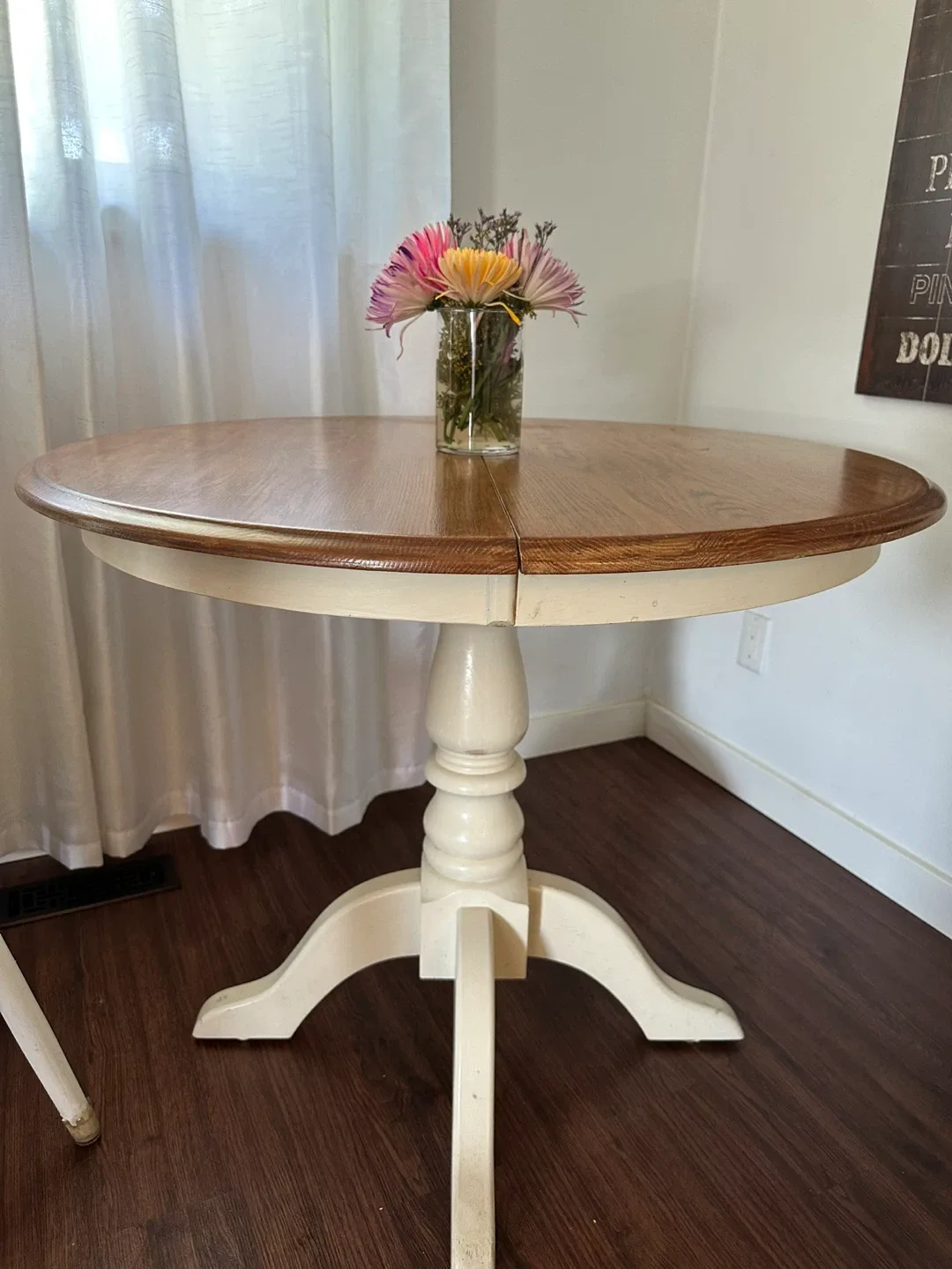 Round Wooden Dining Table with Two Chairs and Cushions image indicator(5)