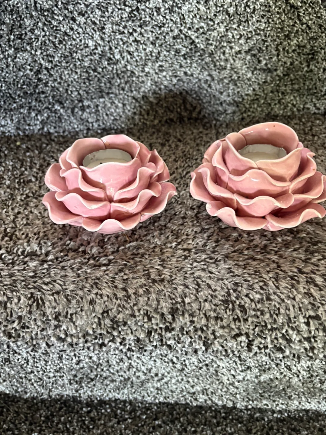 Pink Rose Ceramic Candle Holders thumbnail