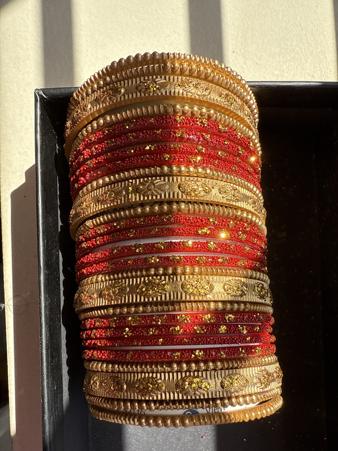 Red & Gold Indian Bangles - Set of 26 - photo 3