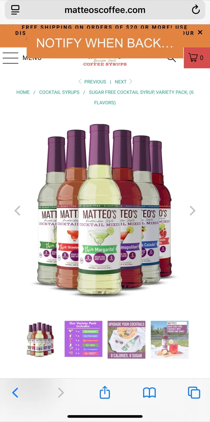 Matteo's Sugar Free Strawberry Daiquiri Cocktail Mixer image indicator(5)