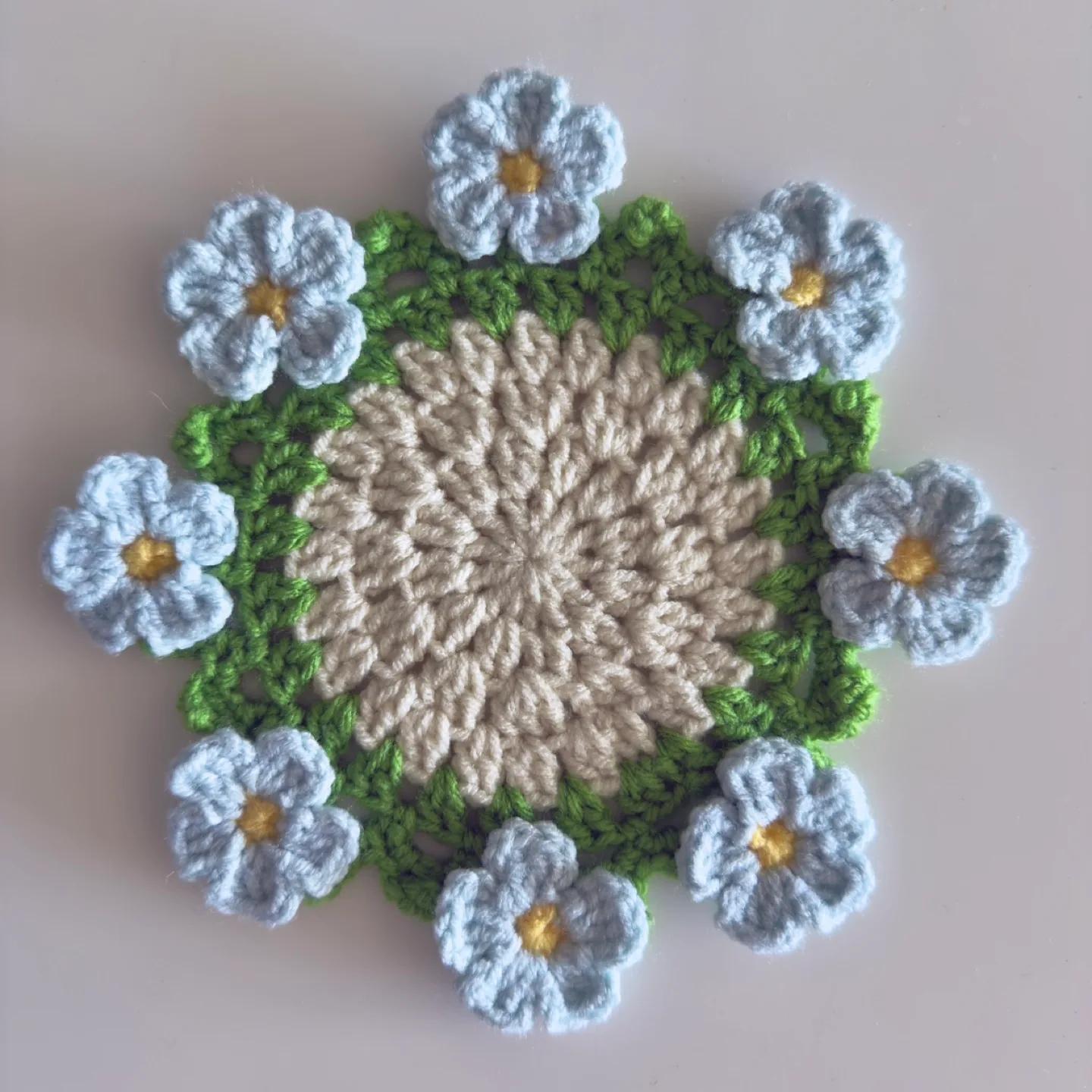 Handmade crochet flower coaster set image indicator(3)