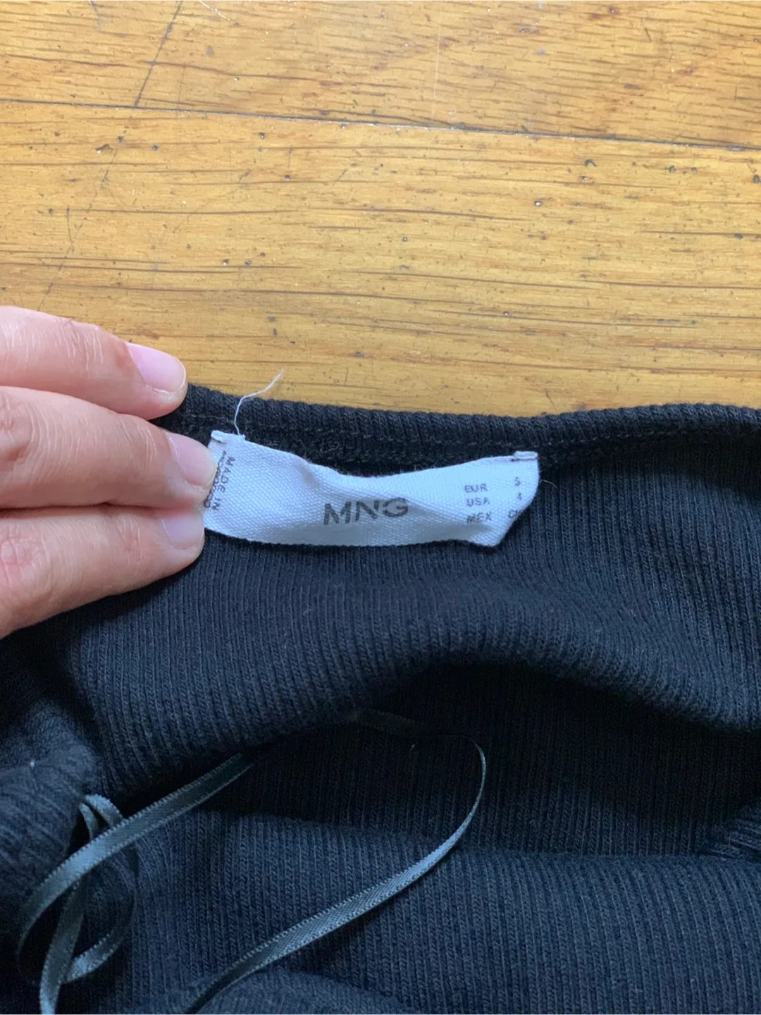 Mango Black Ribbed Knit Mini Dress - Size S image indicator(3)