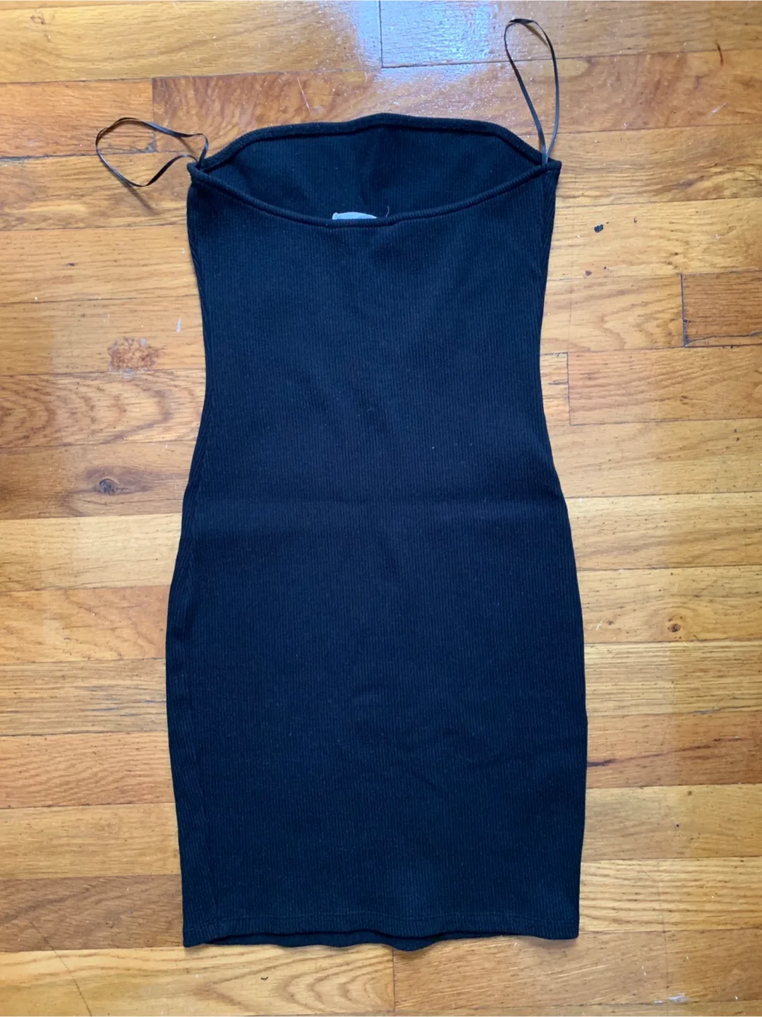 Mango Black Ribbed Knit Mini Dress - Size S image indicator(2)