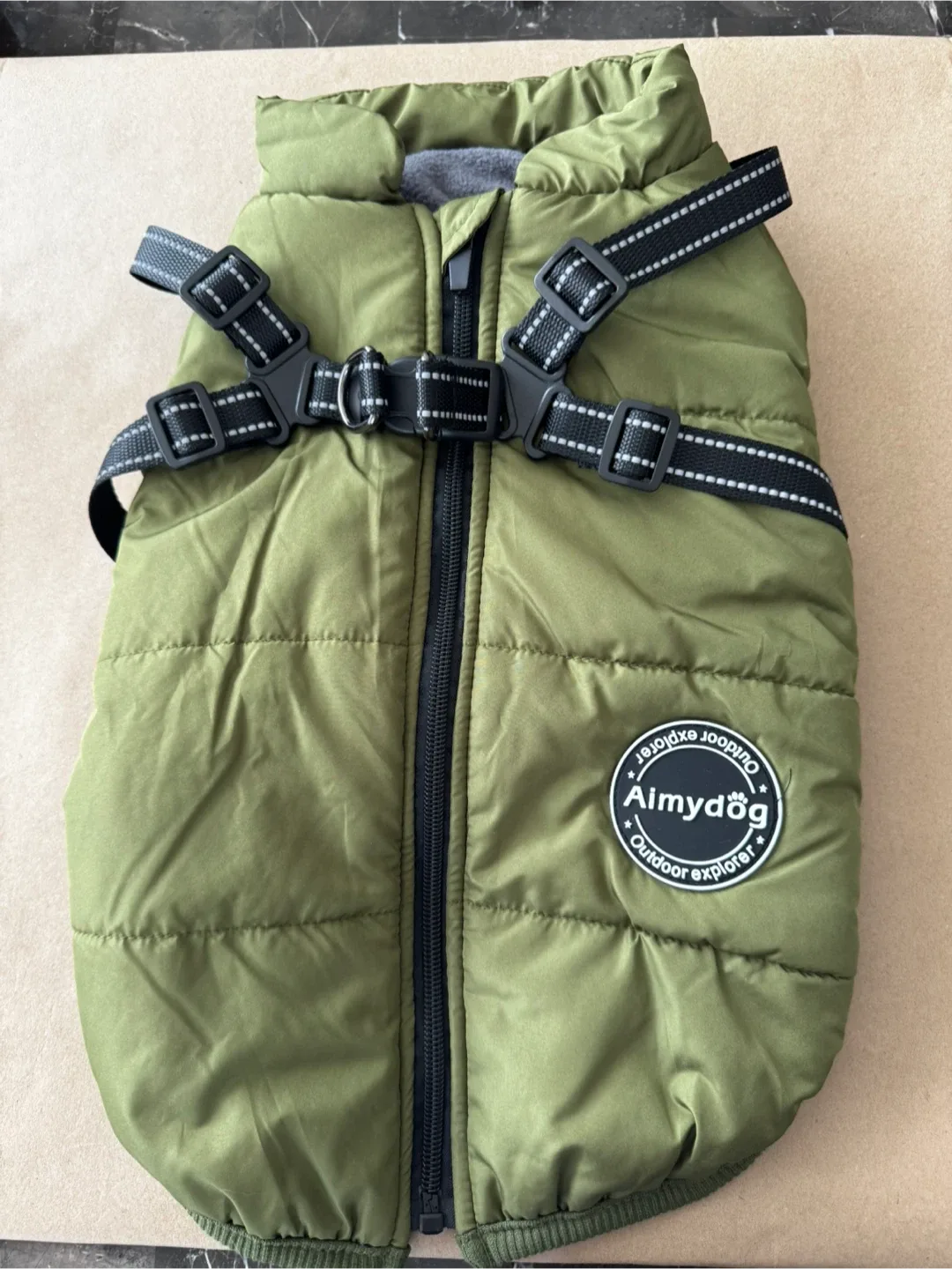 Almydog Outdoor Explorer Dog Puffer Jacket - Olive Green image indicator(2)