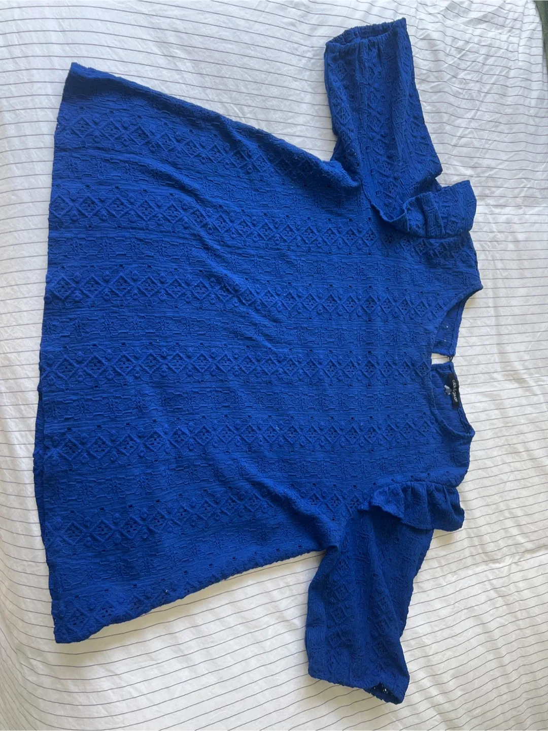 Cable and Gauge Royal Blue Eyelet Top - SizeXL thumbnail