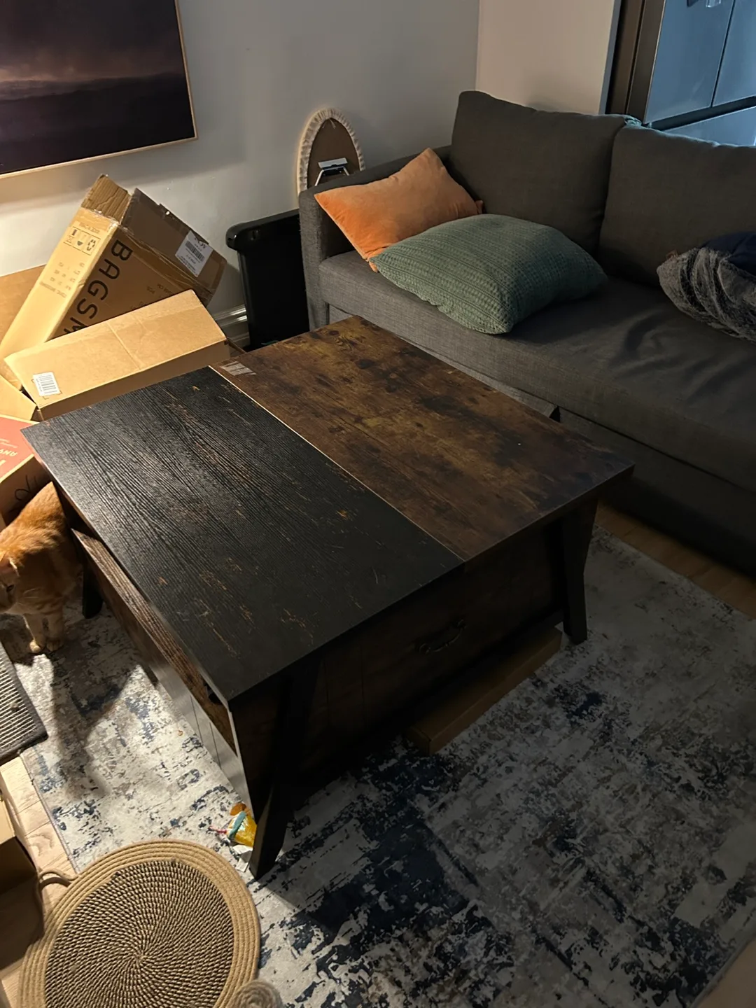 Lift Top Coffee Table - Dark Brown Wood