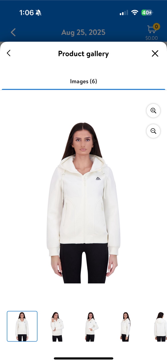 Reebok Women's Fleece Zip Up Hoodie - Cream