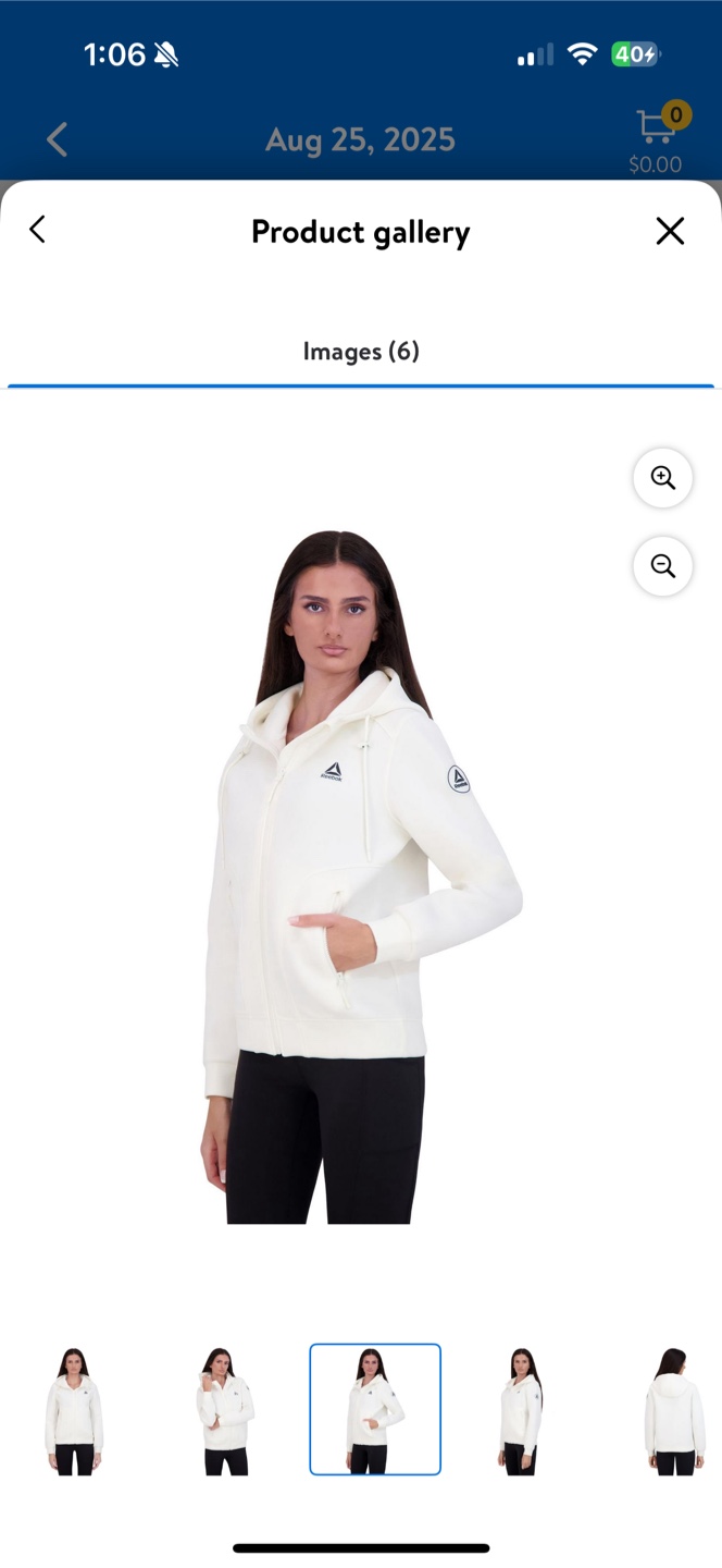 Reebok Women's Fleece Zip Up Hoodie - Cream - photo 3