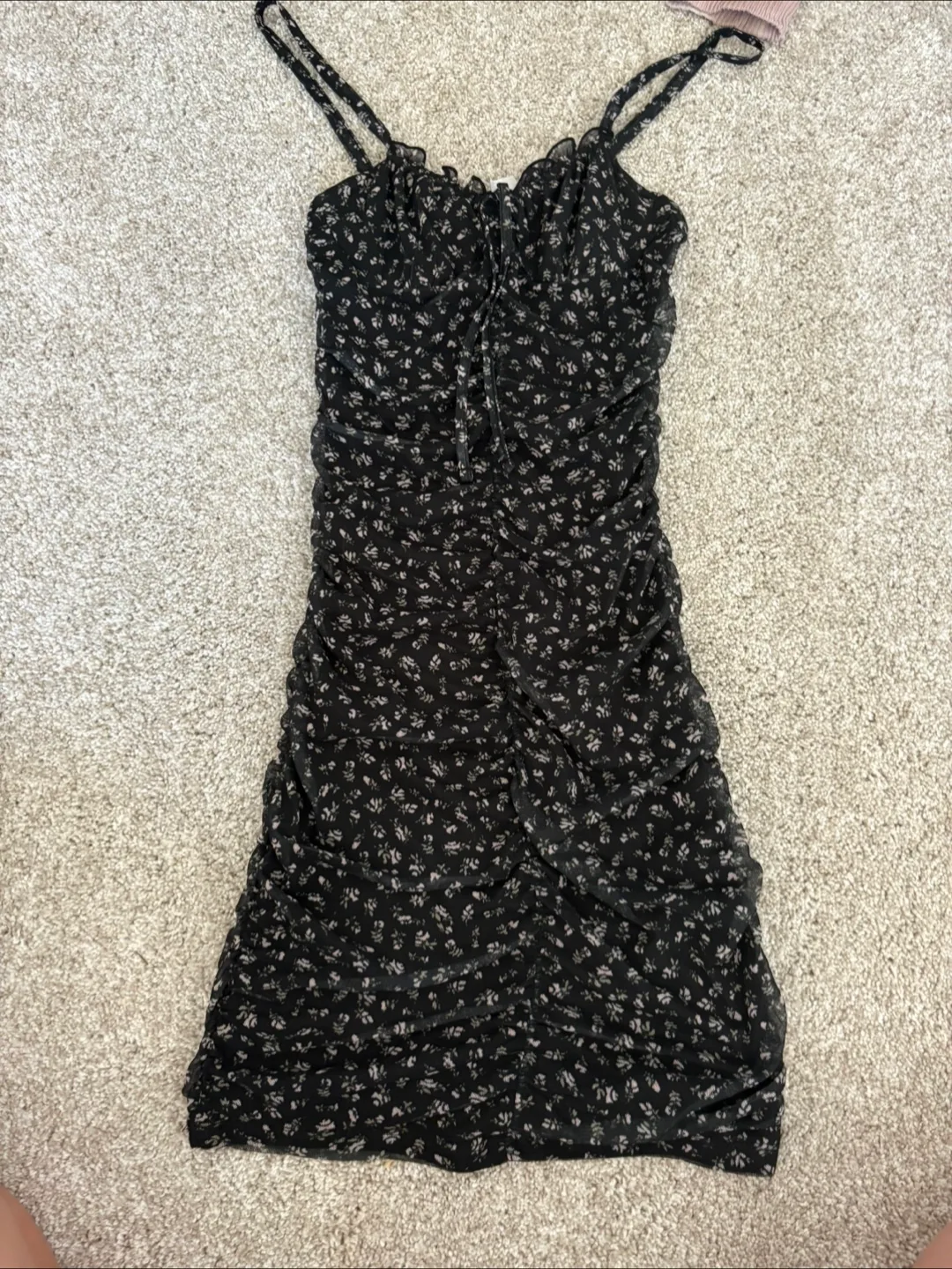 H&M Black Floral Mini Dress - Size  XSmall thumbnail