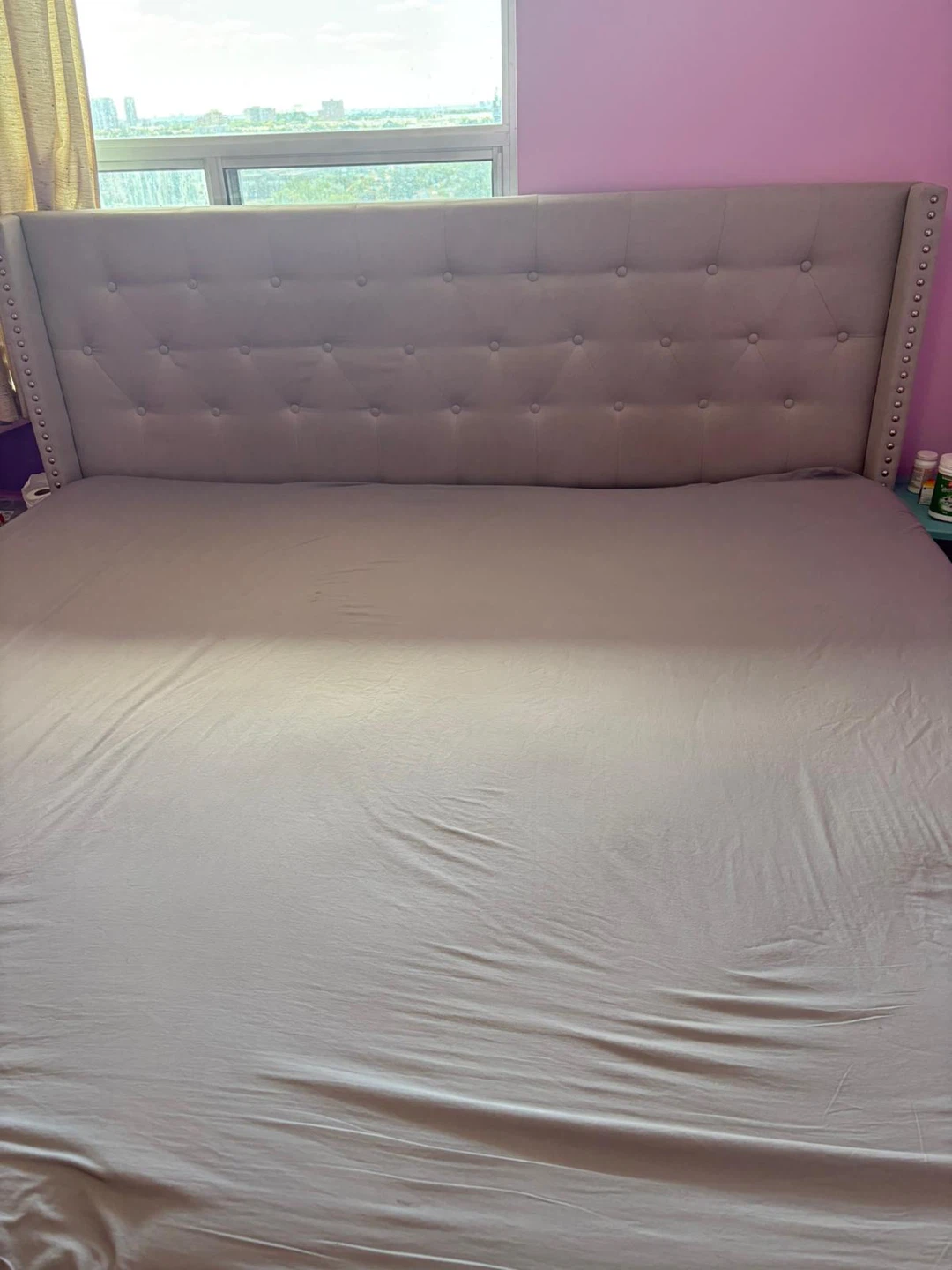 King bed with mattress and 2 box springs with headboard