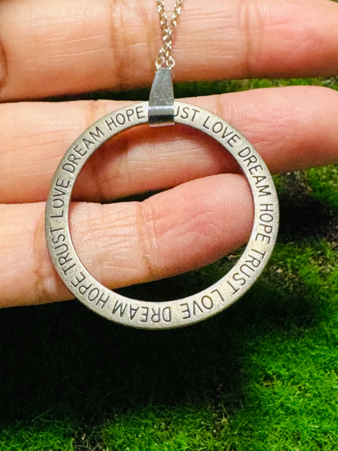 Silver Necklace with 'Love Dream Hope Trust' Inscription thumbnail