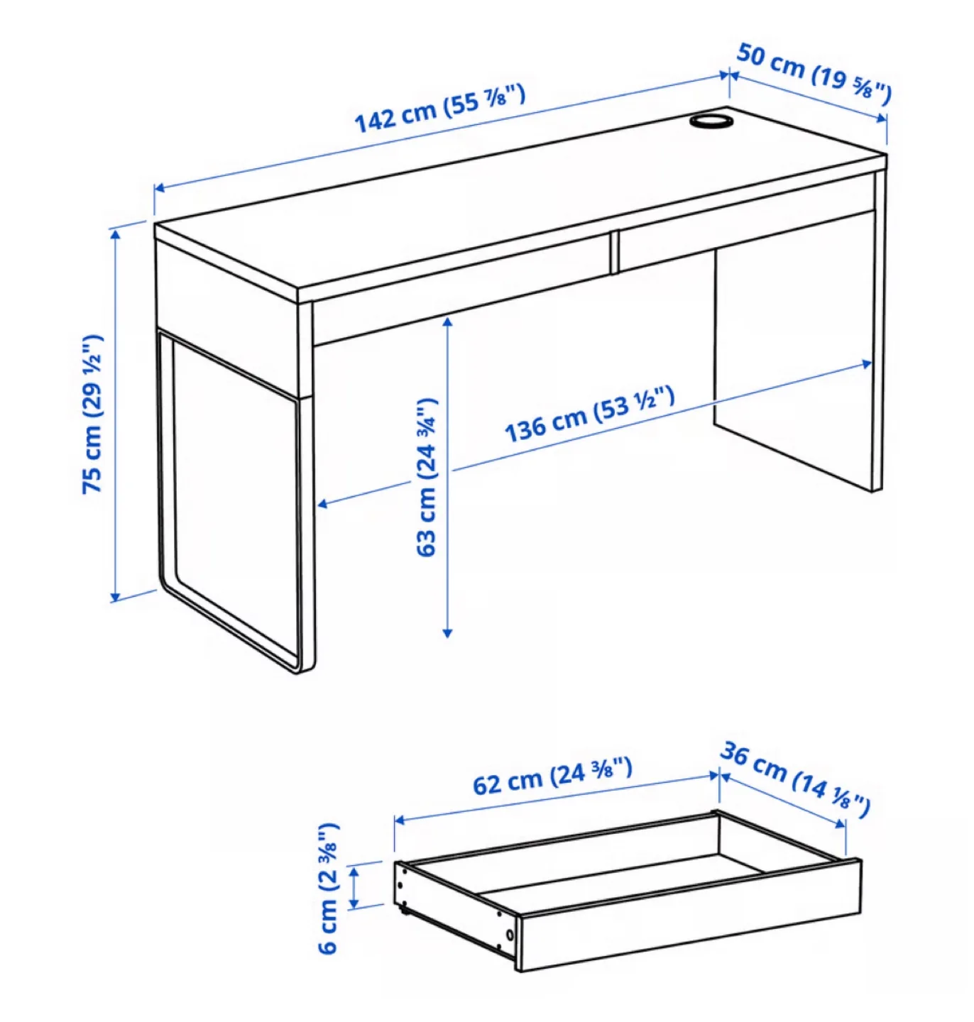 IKEA Micke Desk with Drawers - White image indicator(3)
