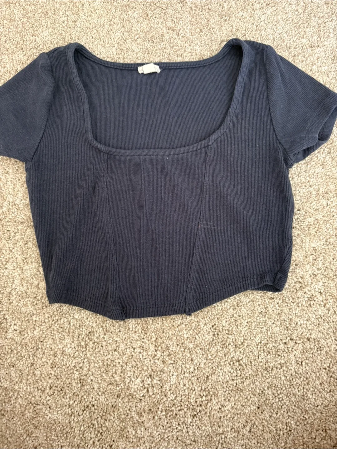 Garage Black Ribbed Crop Top - Size P/S thumbnail