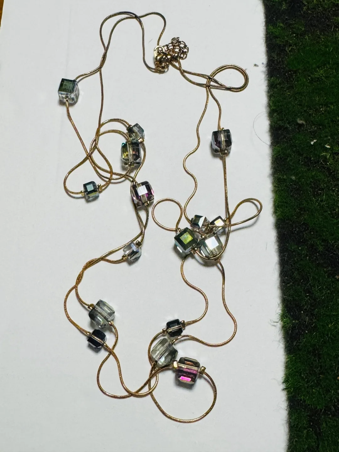 Crystal Bead Gold Chain Necklace thumbnail