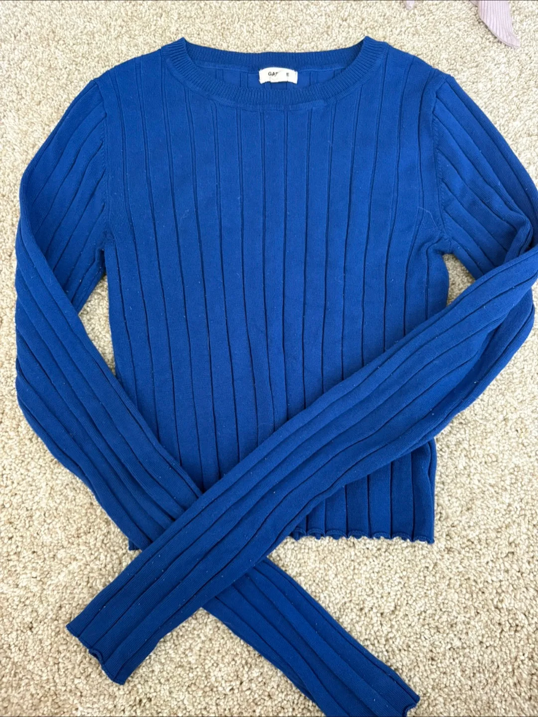 Garage Blue Ribbed Knit Top - Size P/S thumbnail