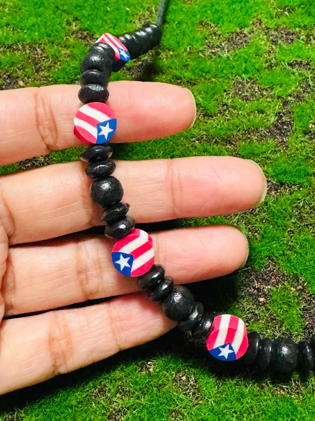 Puerto Rican Flag Beaded Necklace thumbnail