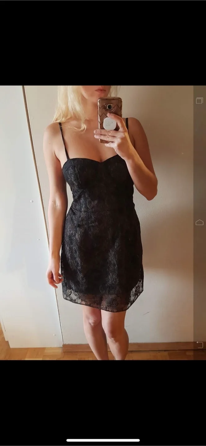 American Eagle style black dark brown lace dress image indicator(2)