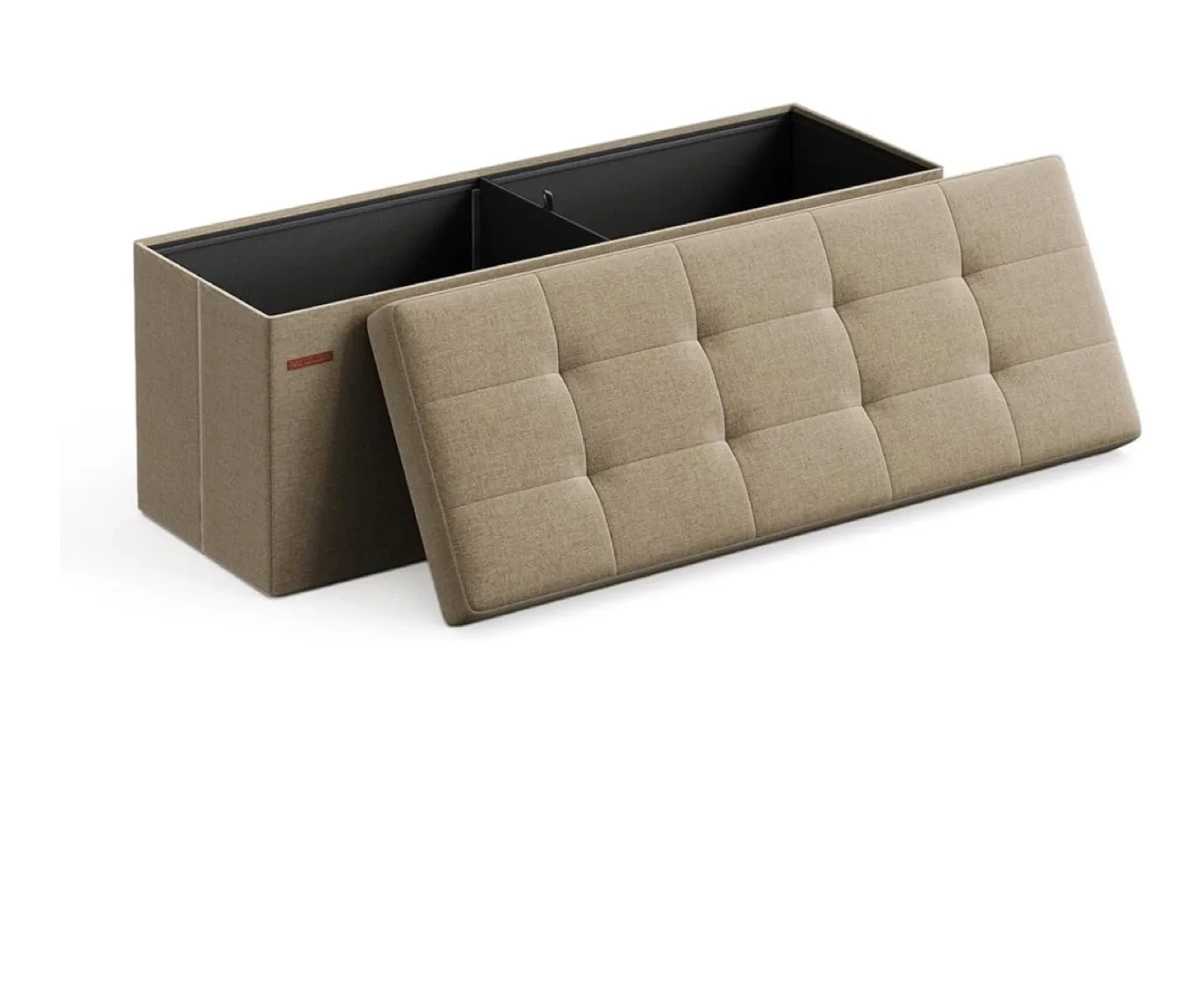 Beige Storage Ottoman Bench thumbnail