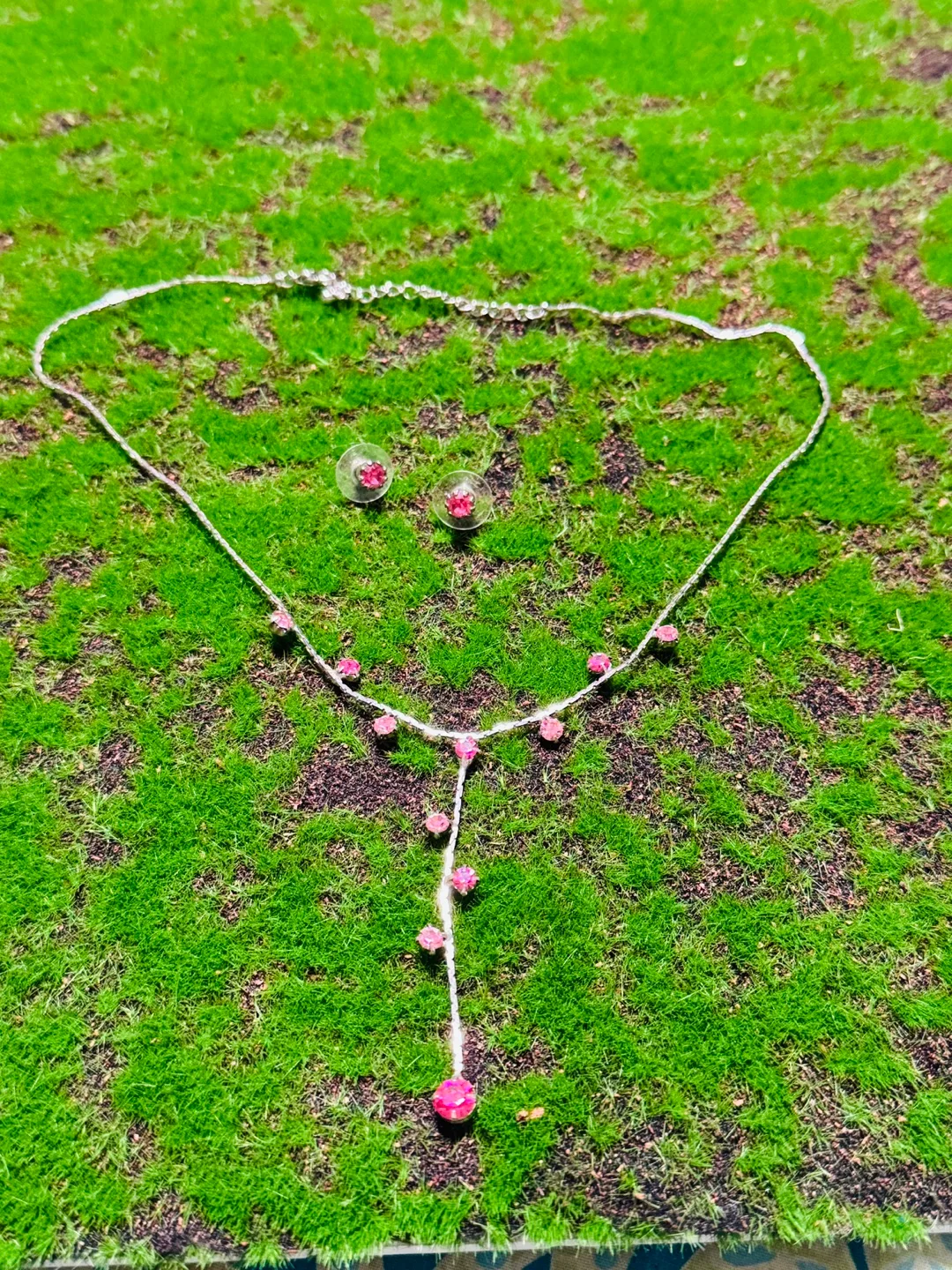 Pink Stone Necklace & Earring Set thumbnail