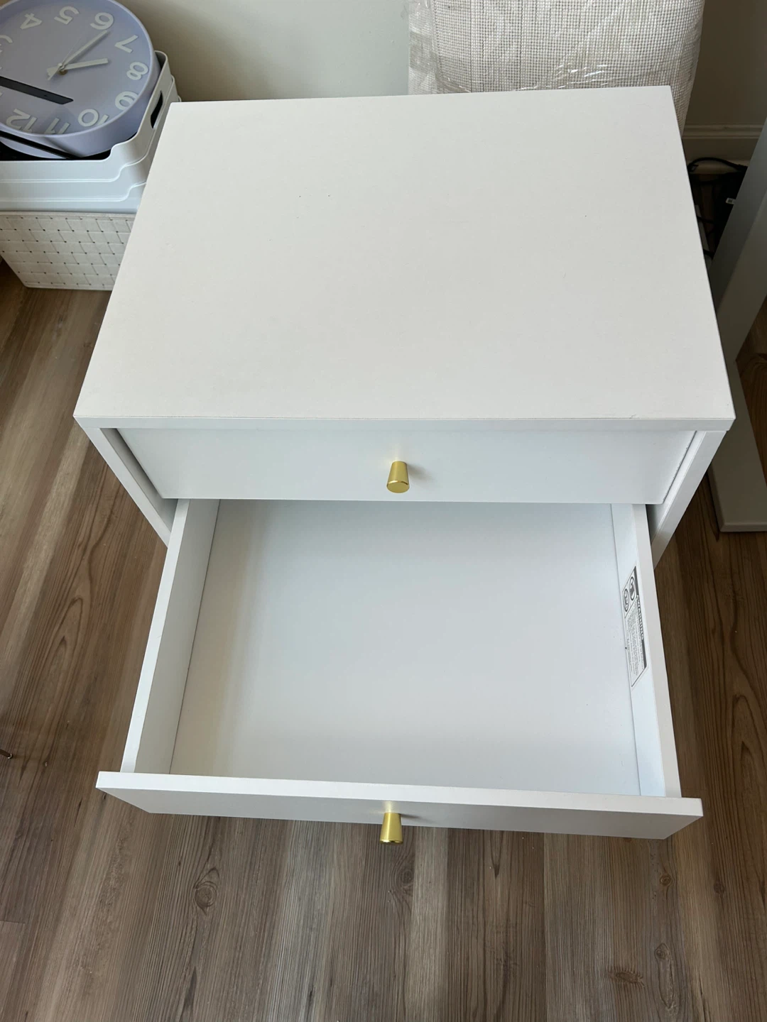 White and Gold Night Stand with Storage - photo 3