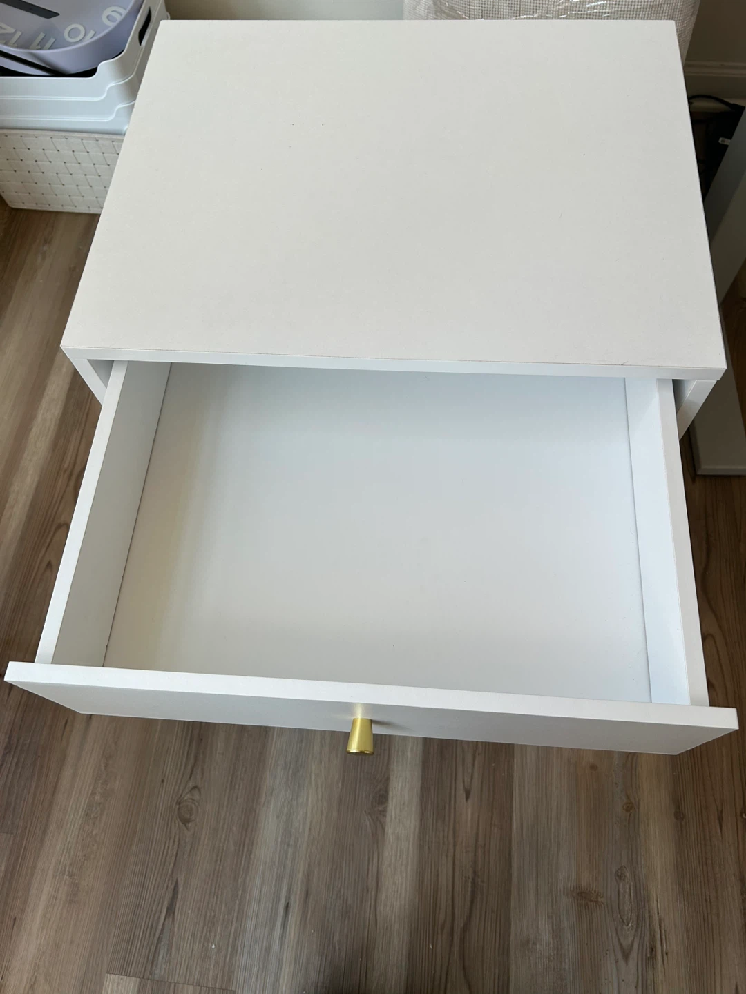 White and Gold Night Stand with Storage - photo 4