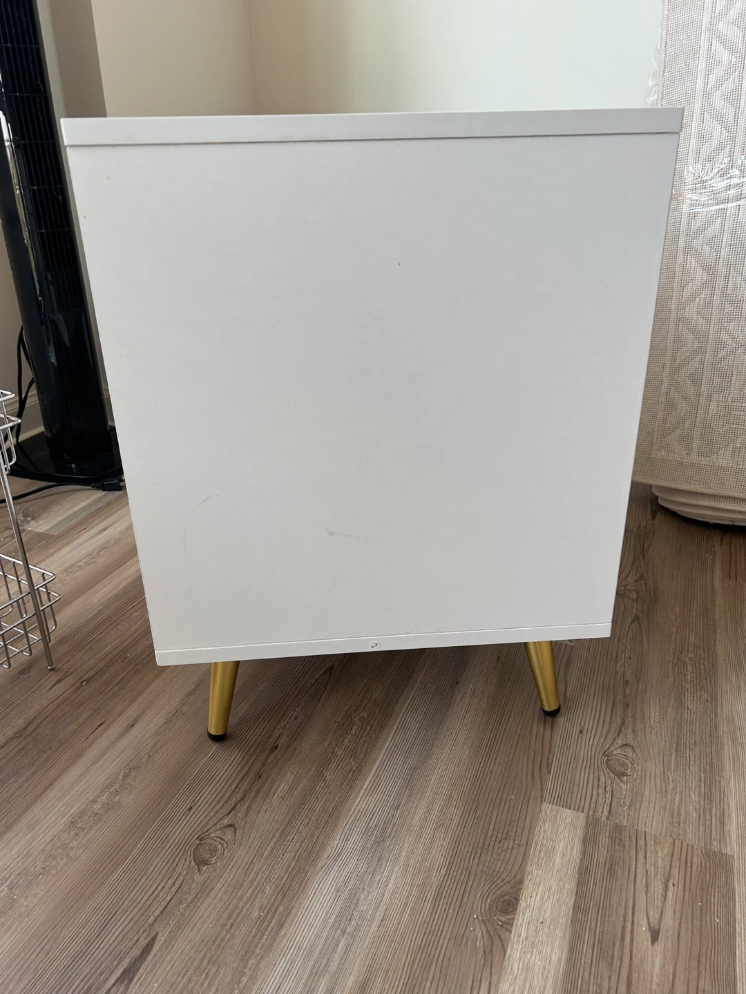 White and Gold Night Stand with Storage - photo 5