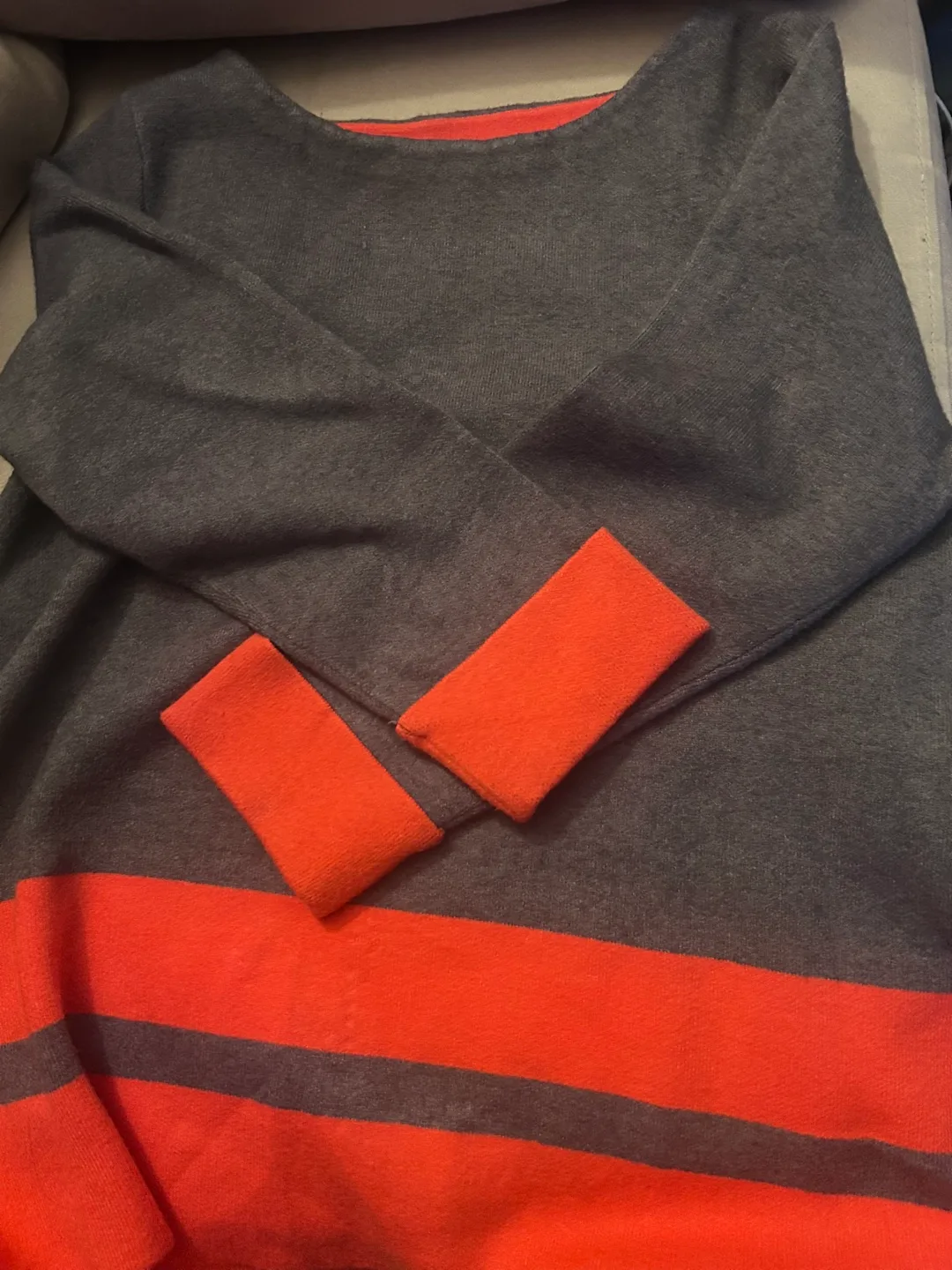 Max Studio Orange & Grey Sweater - Size M thumbnail