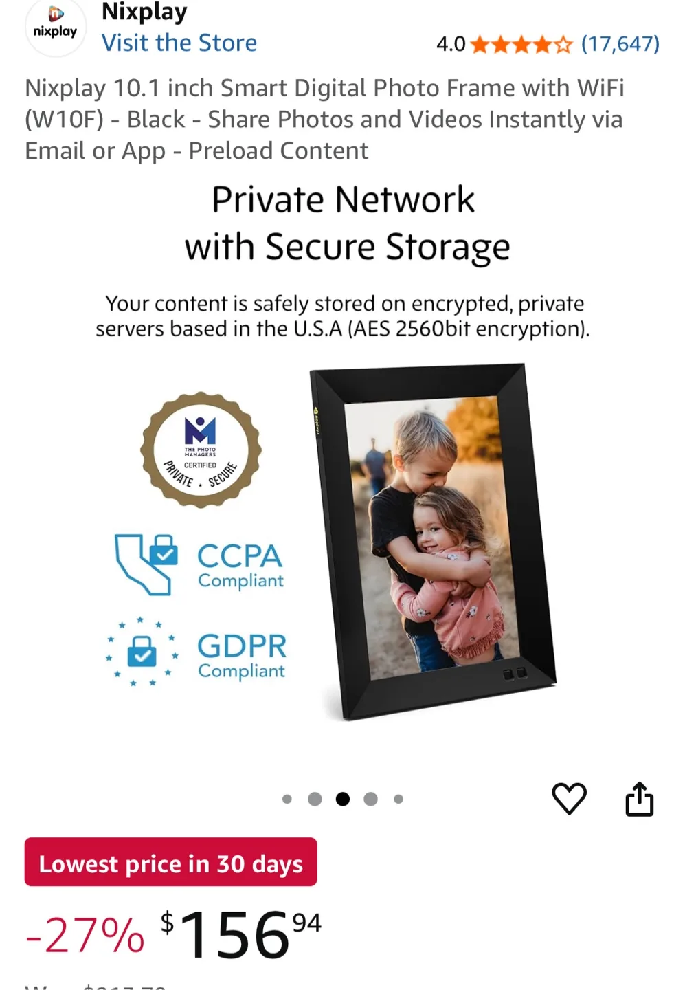 Nixplay 10.1" Touch Screen Smart Photo Frame image indicator(2)