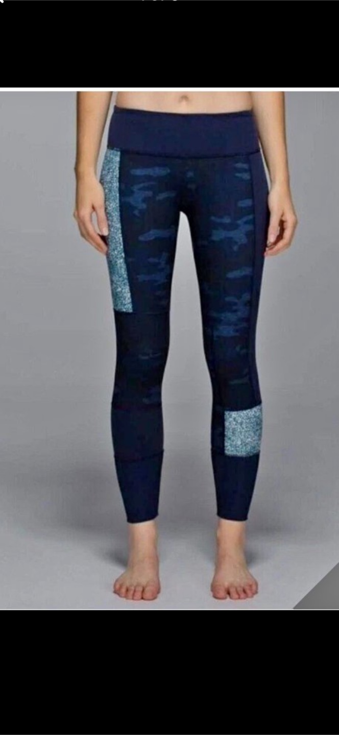 Lululemon Leggings Wunder Under - Navy Blue Camo Pattern