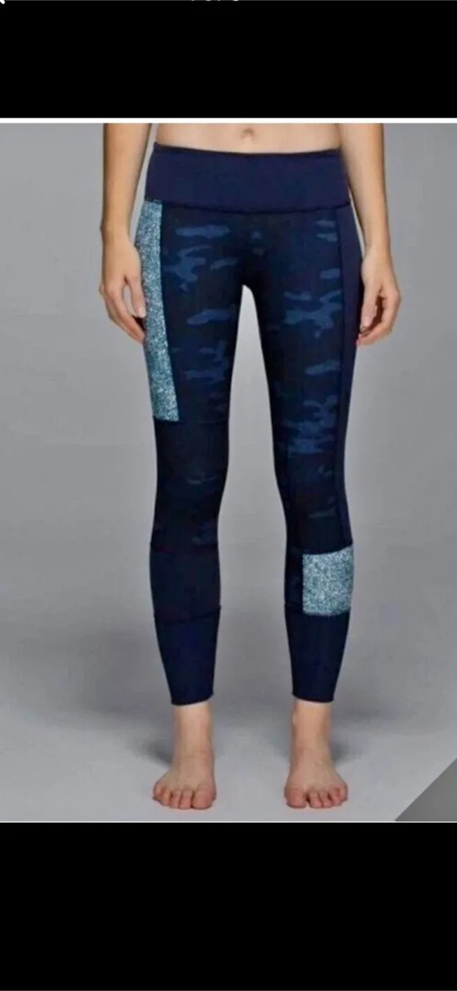 Lululemon Leggings Wunder Under - Navy Blue Camo Pattern thumbnail