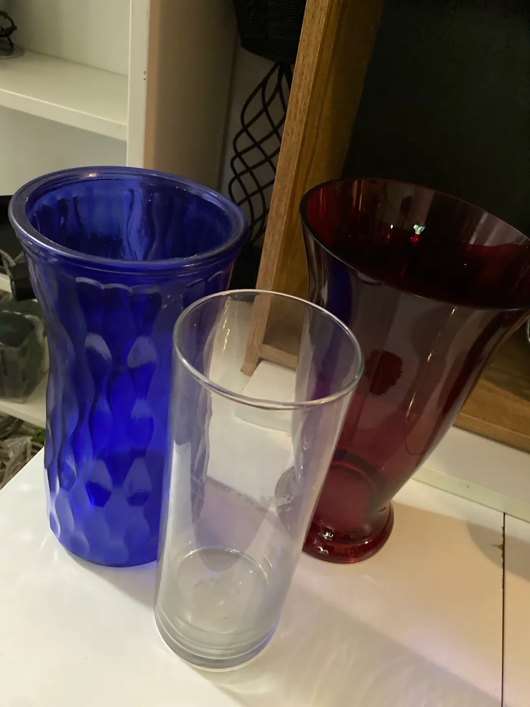 3 Vases: Blue, Clear, Red thumbnail
