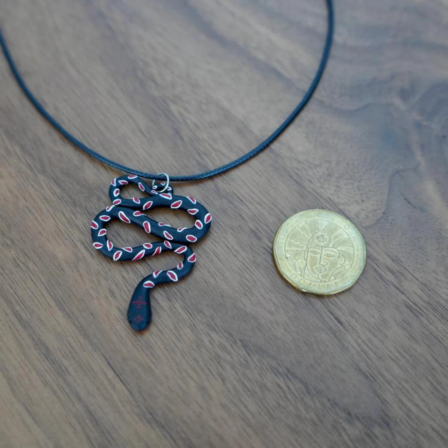 Snake Pendant Necklace - Black & Red - photo 3