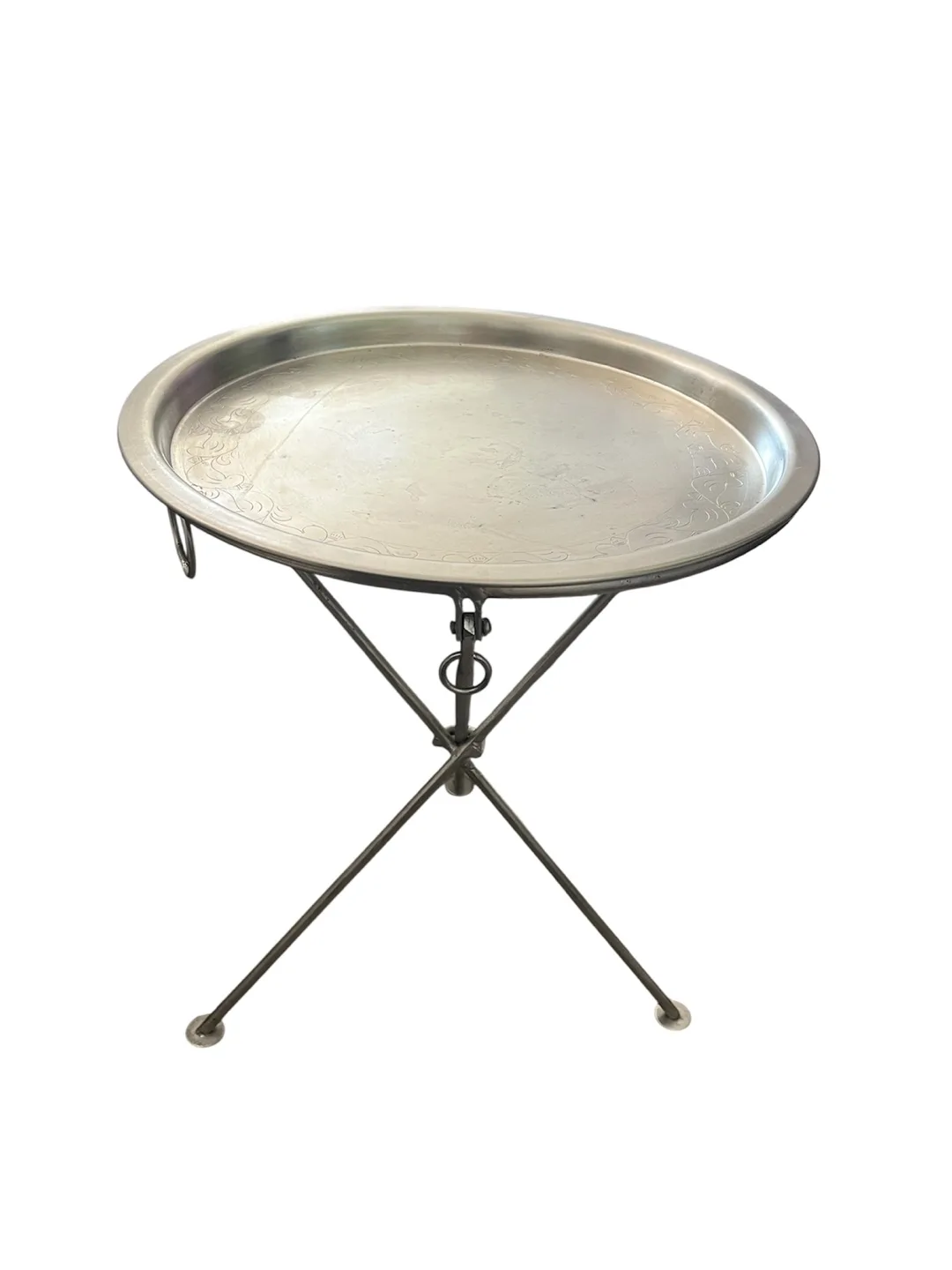 Silver Metal Round Folding Tray Table - NEW image indicator(2)