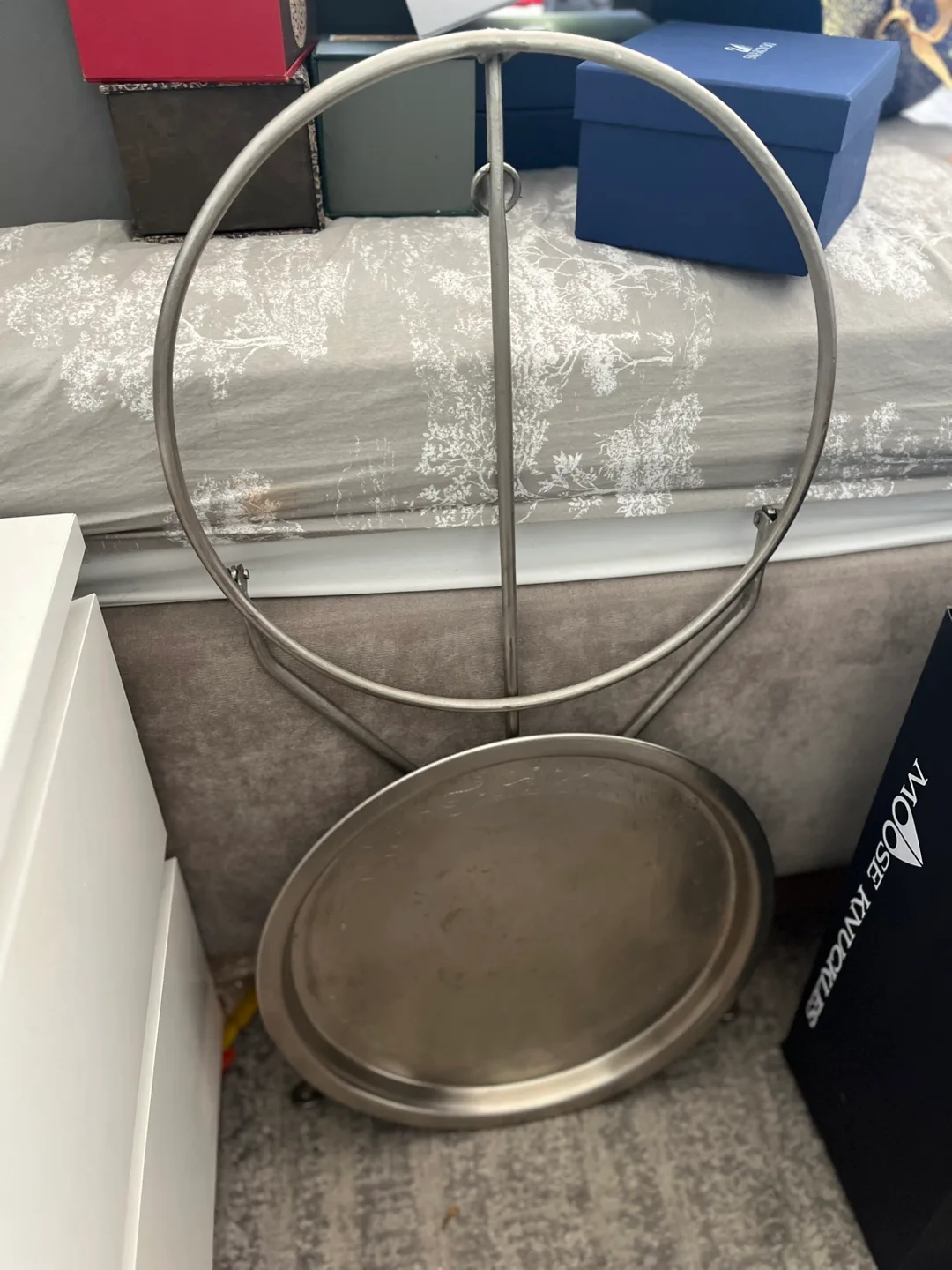 Silver Metal Round Folding Tray Table - NEW image indicator(7)