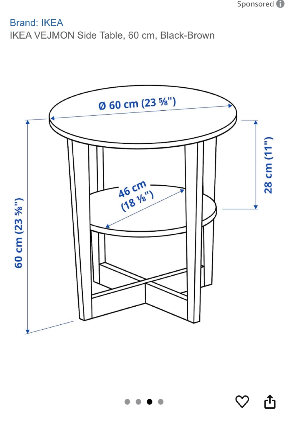 IKEA VEJMON Side Table - Black-Brown - photo 5