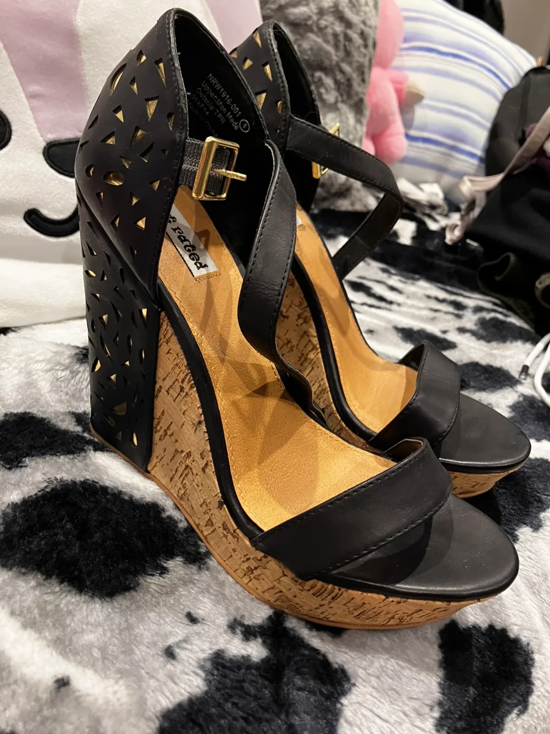 Not Rated Black Wedge Sandals - Size 8 image indicator(2)