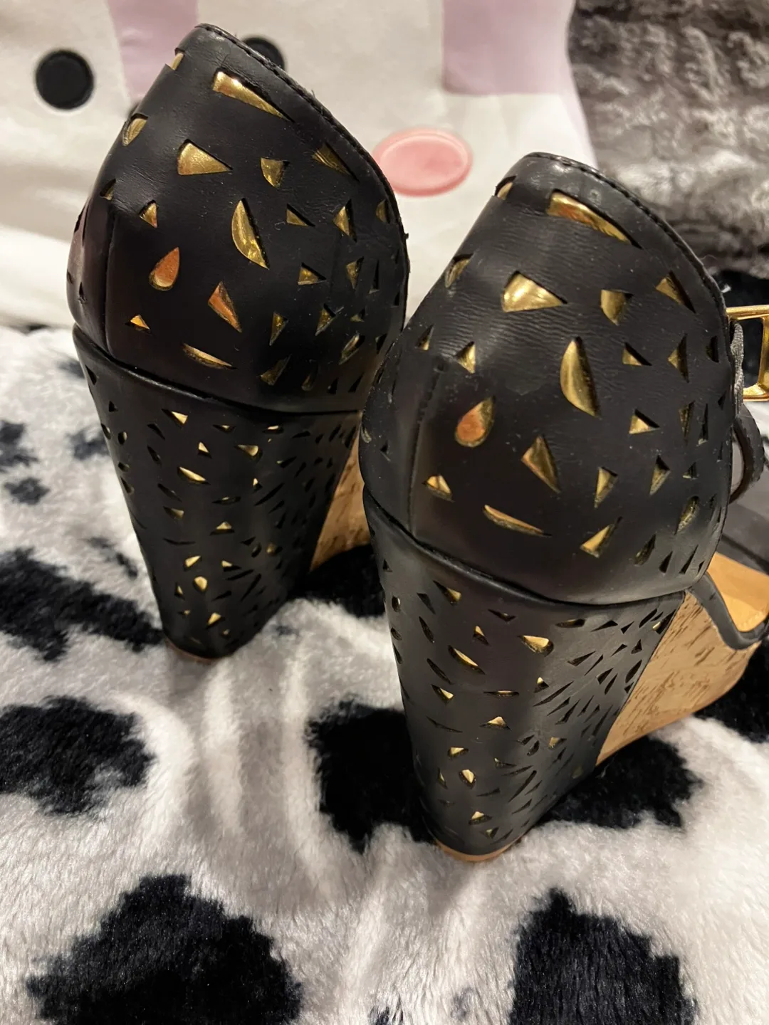 Not Rated Black Wedge Sandals - Size 8 image indicator(3)