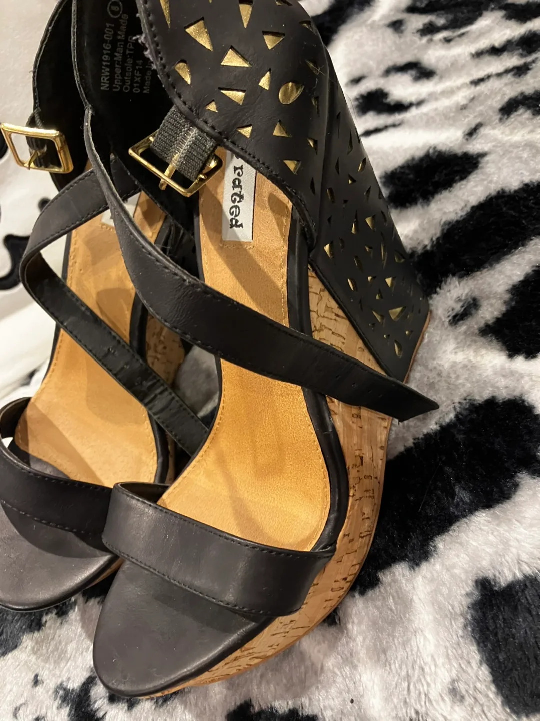 Not Rated Black Wedge Sandals - Size 8 image indicator(4)
