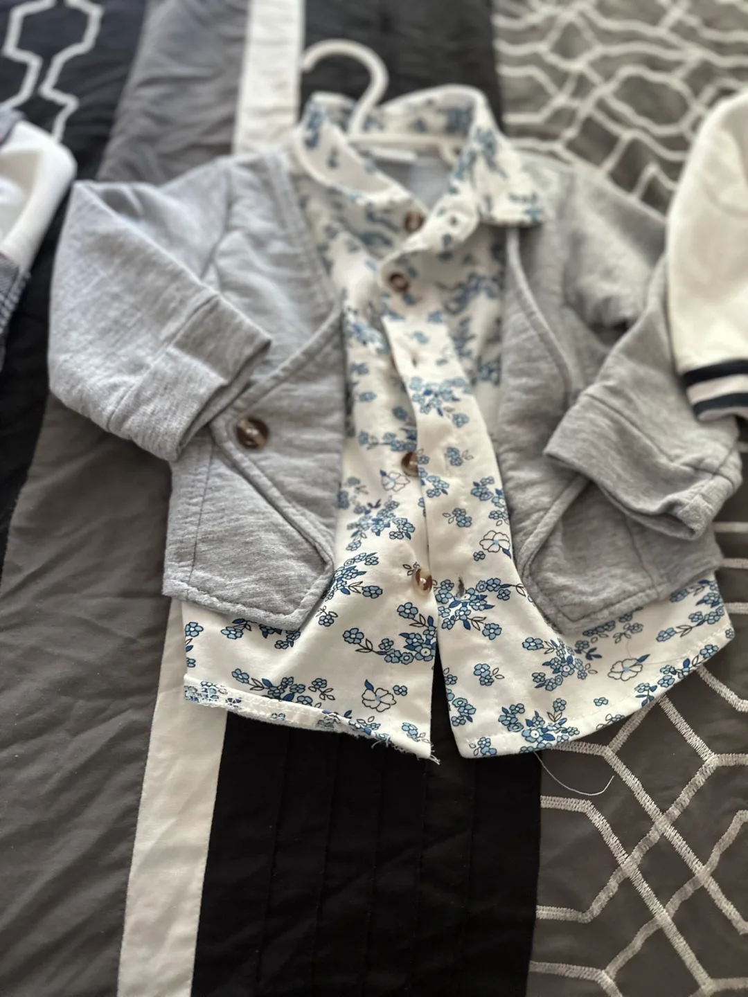 Grey Baby Jacket with Floral Pattern thumbnail
