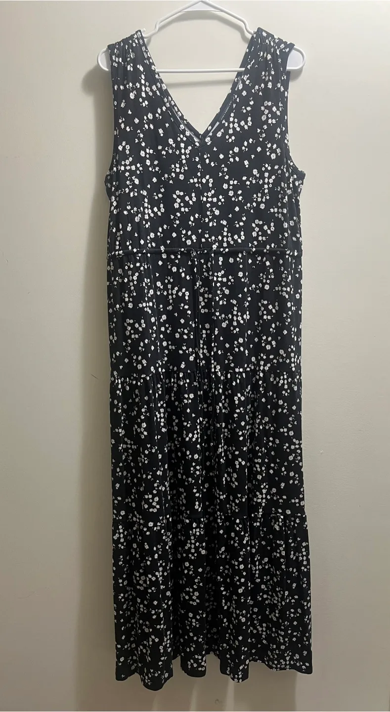 NEW Nina Leonard Women's Crew Neck Sleeveless Midi Dress Black L image indicator(2)