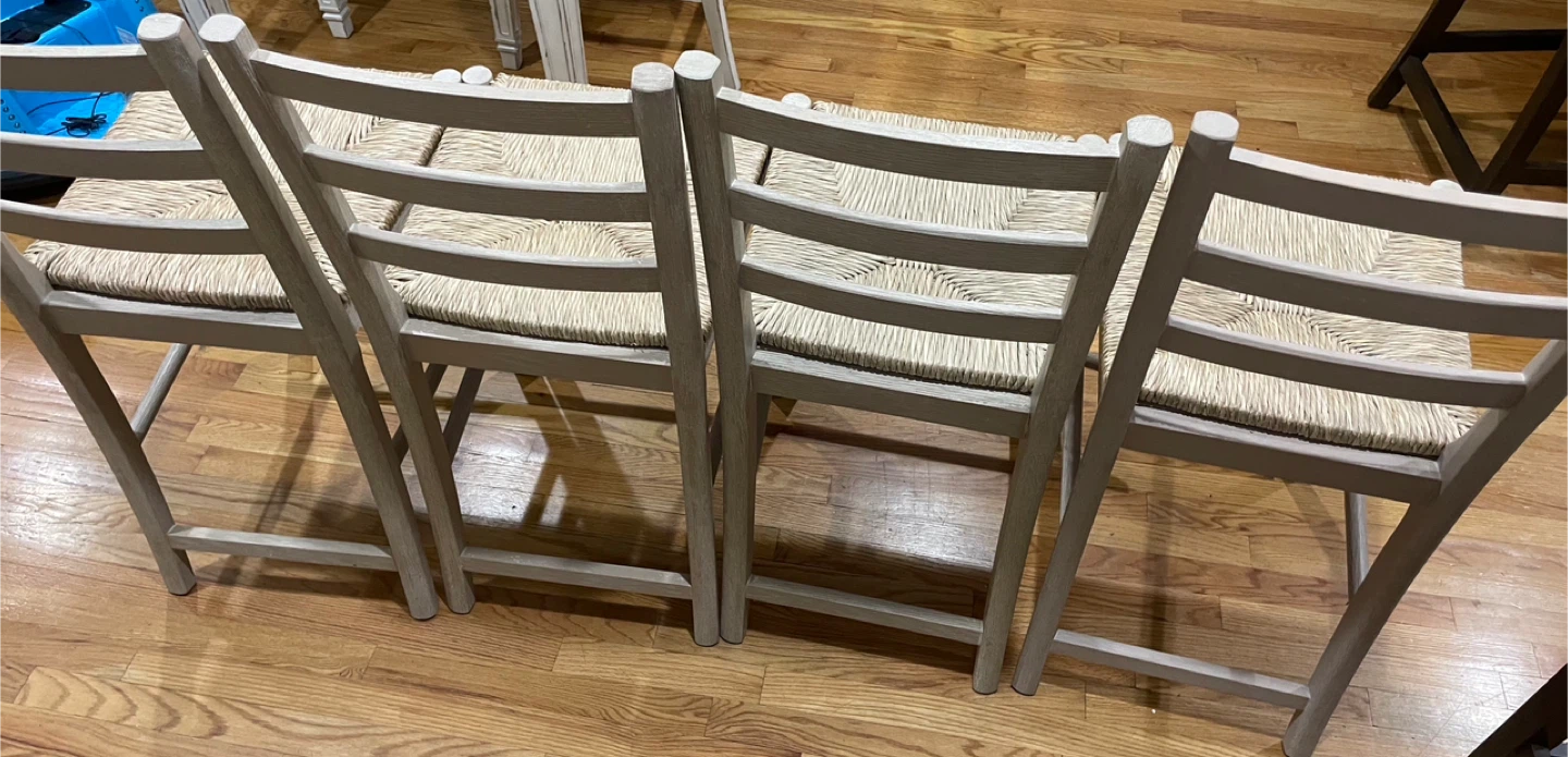 Set of 4 Light Wood Dining Chairs with Woven Seats - photo 3