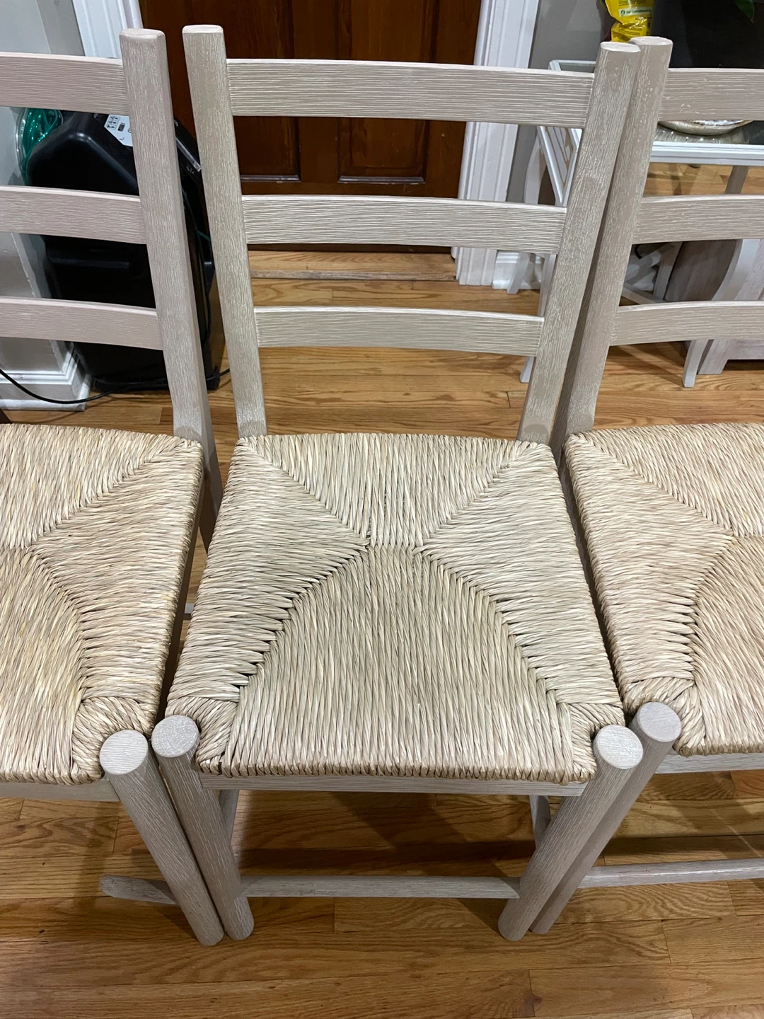 Set of 4 Light Wood Dining Chairs with Woven Seats - photo 4