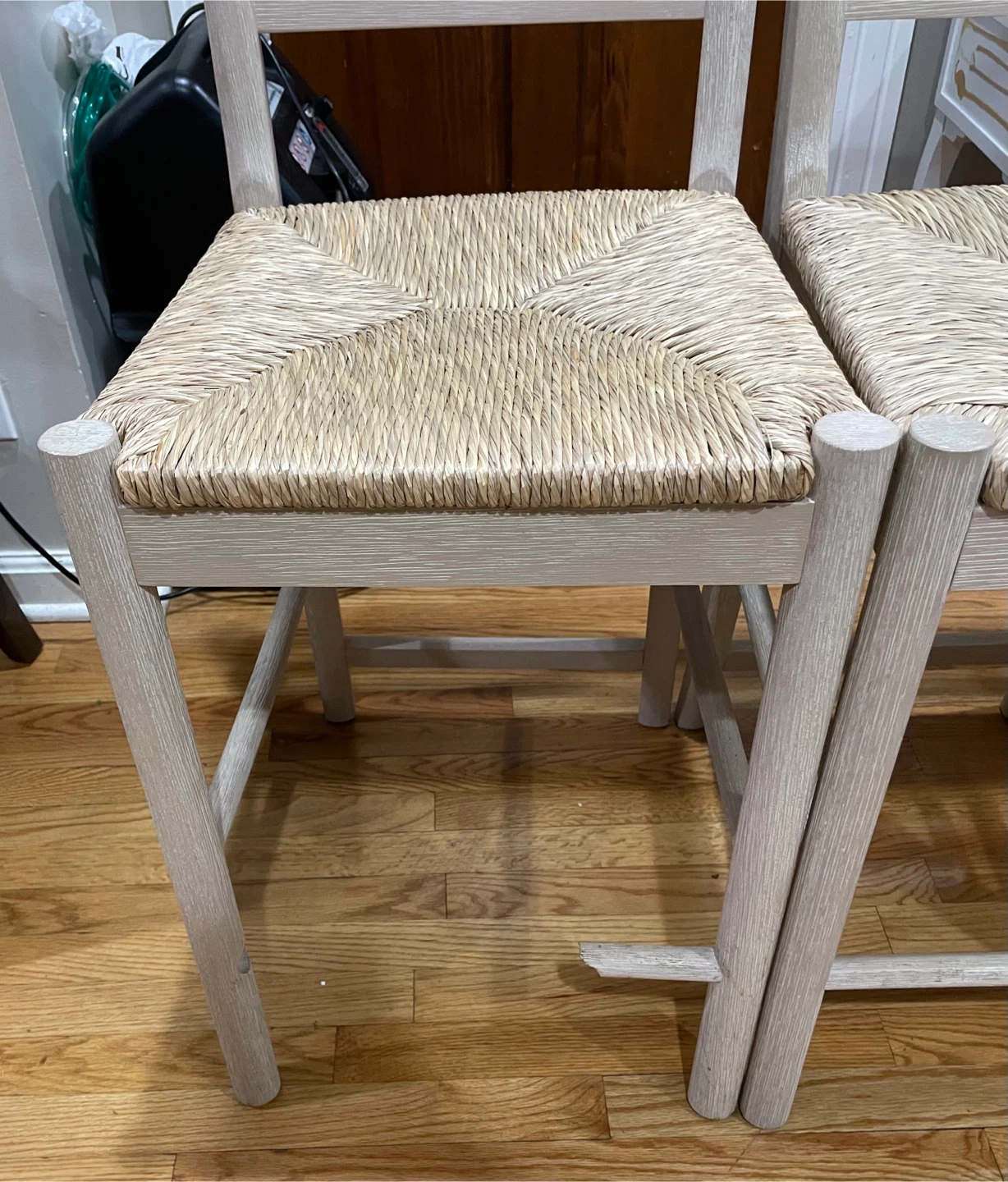 Set of 4 Light Wood Dining Chairs with Woven Seats - photo 5