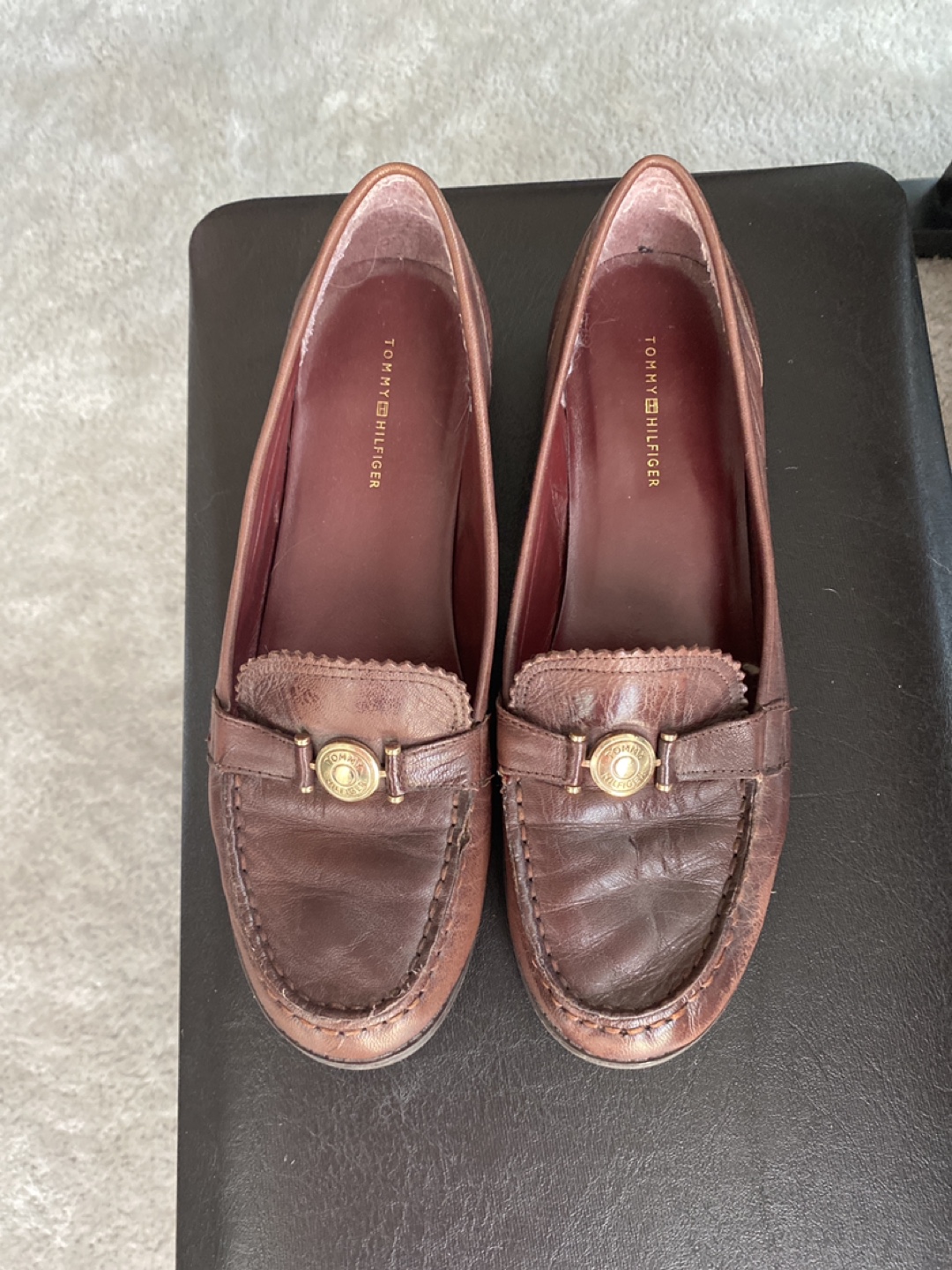 Tommy Hilfiger Wine Leather Loafers - Size 9M