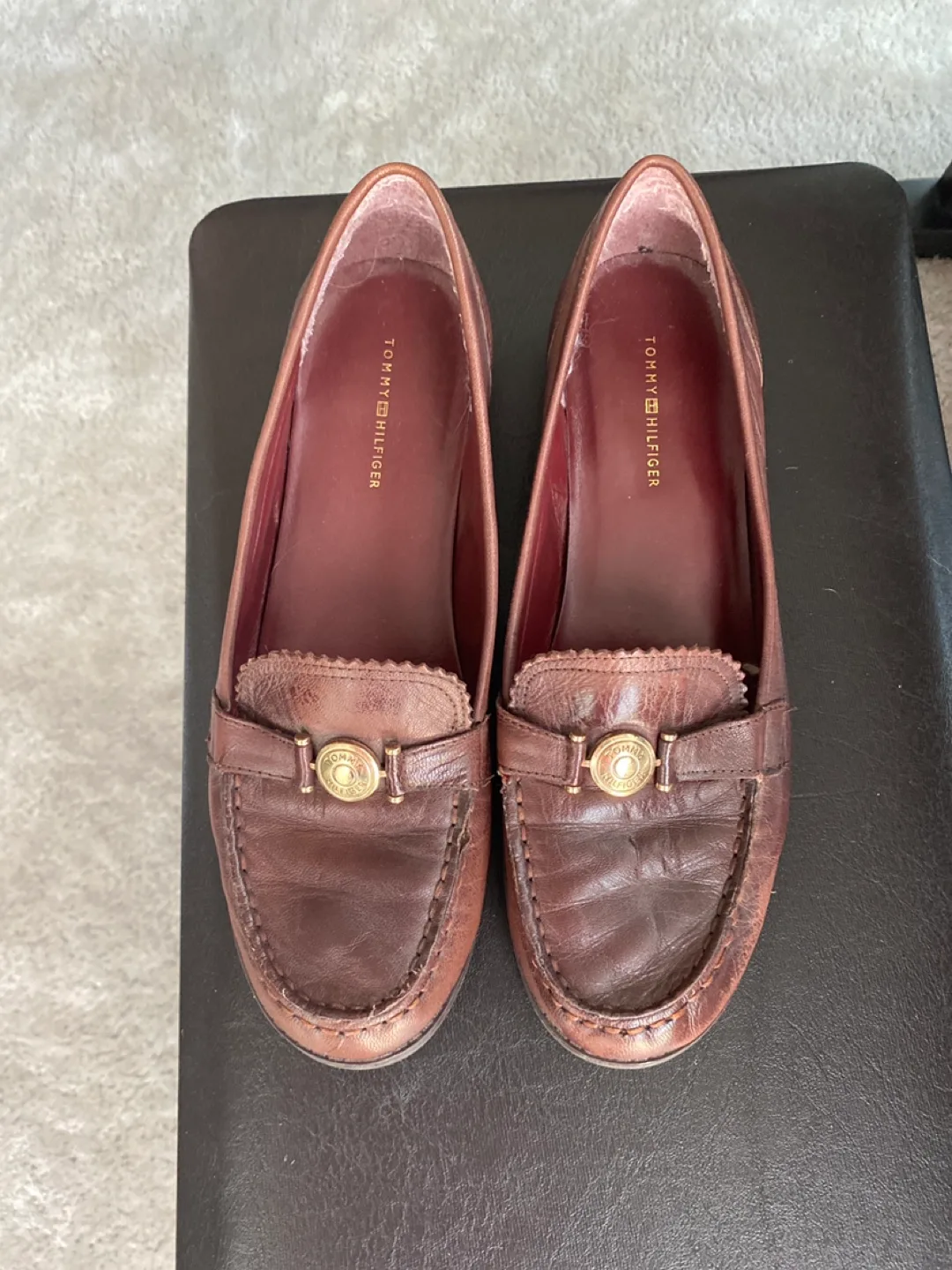 Tommy Hilfiger Wine Leather Loafers - Size 9M thumbnail